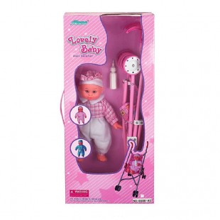 FEI LI TOYS Кукольная коляска с куклой FL8108-AS